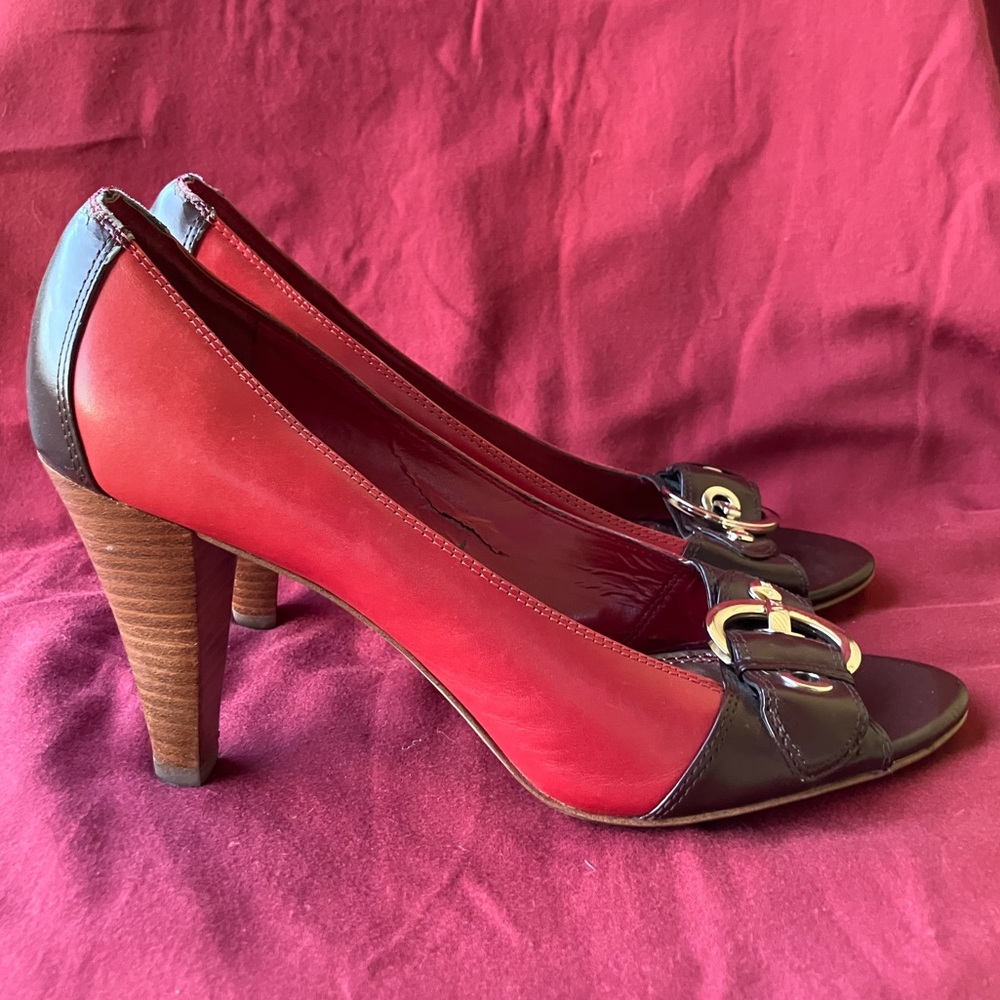 Anne Klein Red and Brown Heels